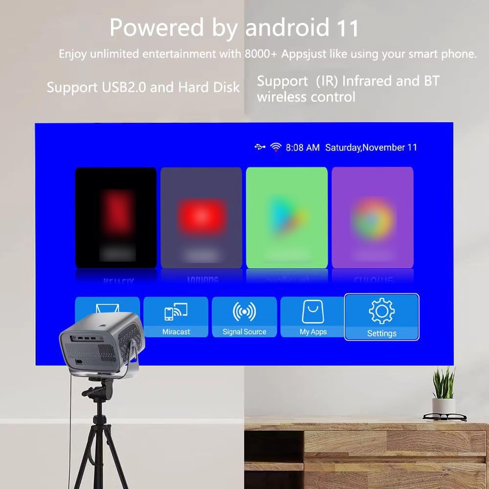 Projecteur Portable Android 11 Full HD 1080P WiFi 5G & Bluetooth