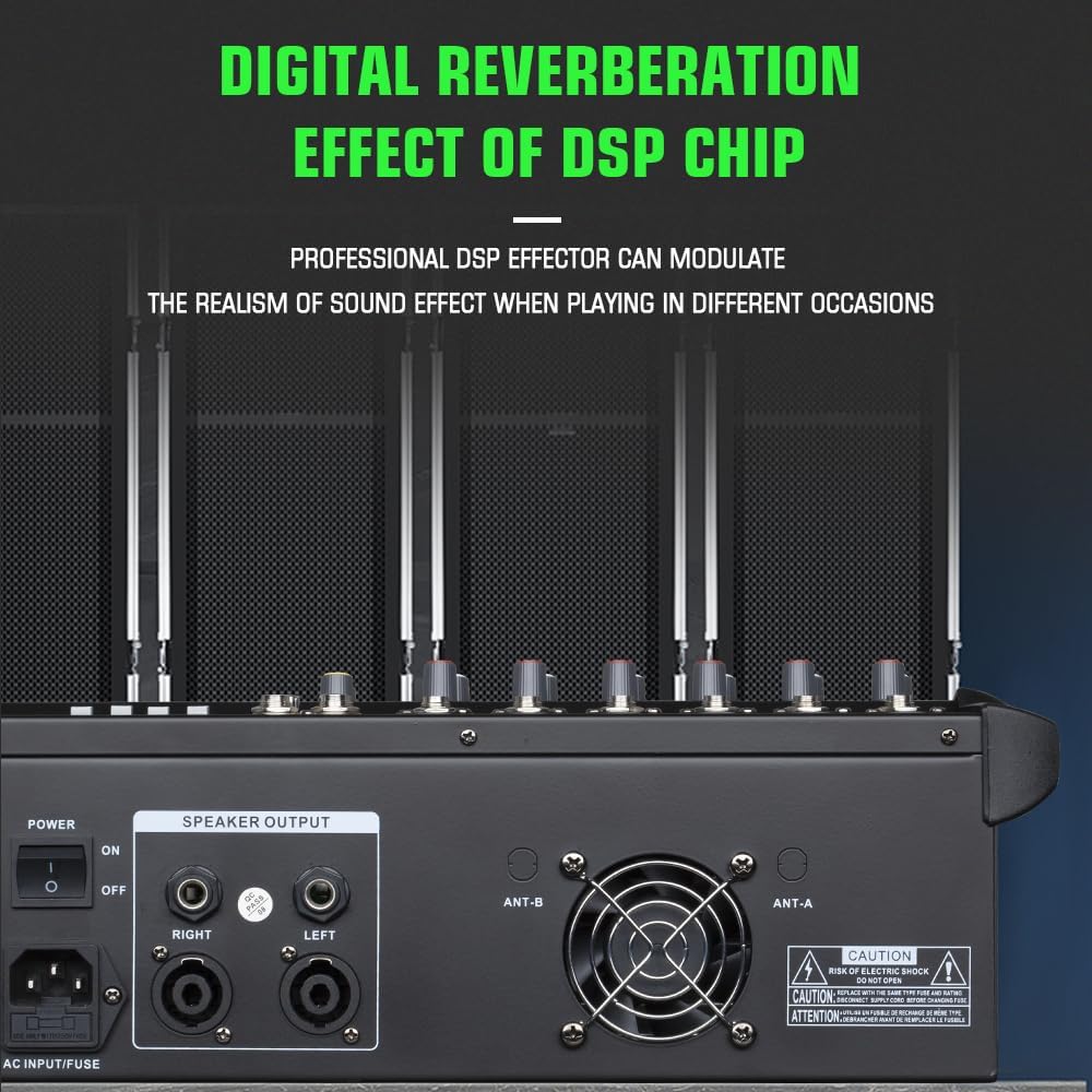 Table de Mixage Professionnelle LGX 6 Canaux avec Amplificateur 300W, Bluetooth et USB