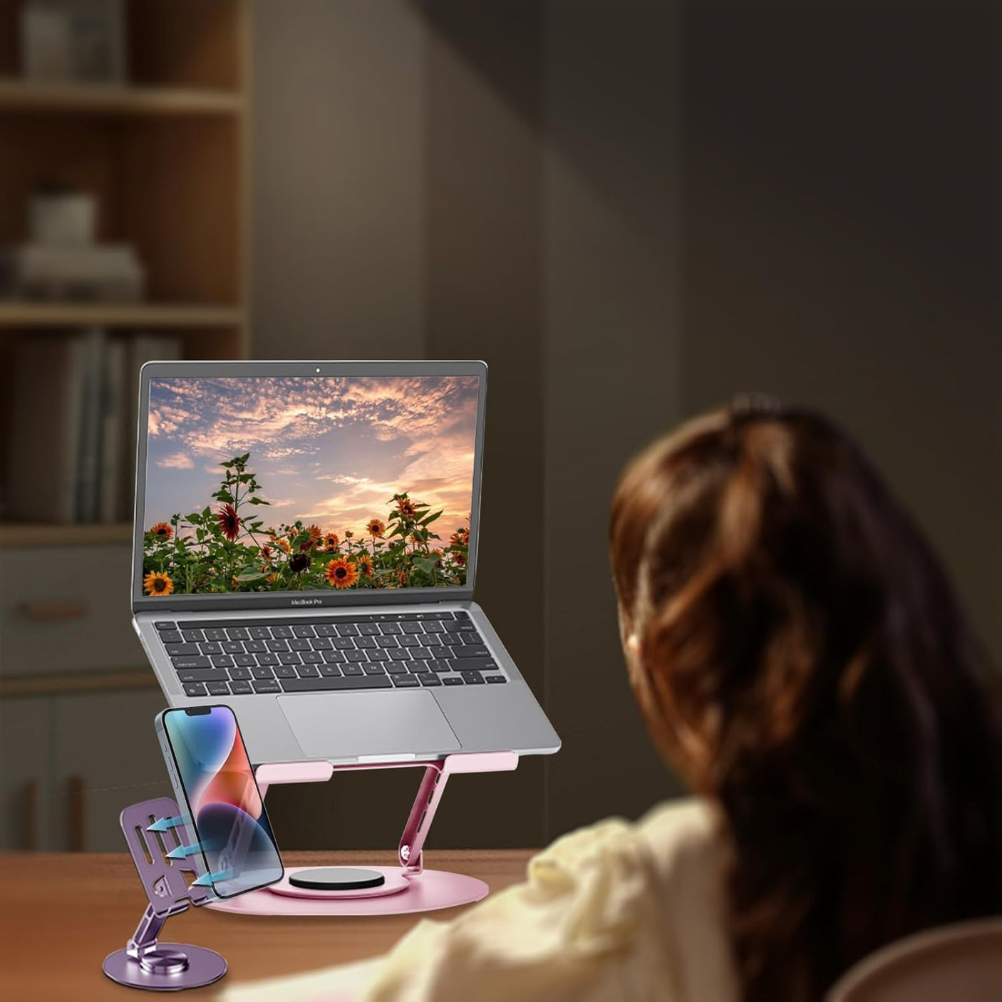 Support Rotatif 360° pour Laptop/iPad 10-17.3" - Ergonomique & Pliable Noir