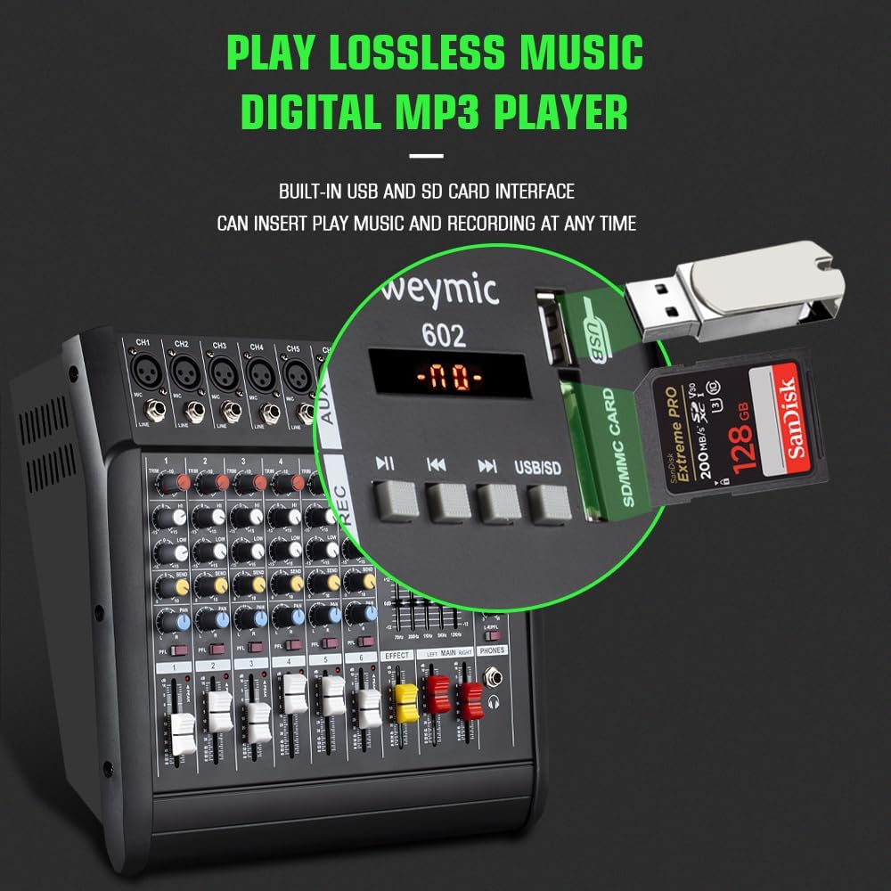 Table de Mixage Professionnelle LGX 6 Canaux avec Amplificateur 300W, Bluetooth et USB