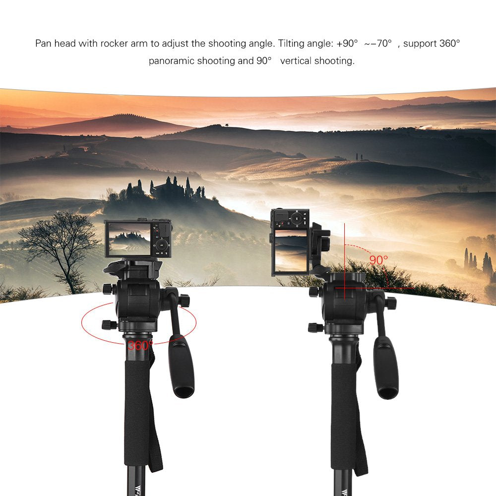 Weifeng WF-3958M – Monopod Professionnel en Aluminium avec Tête Fluide
