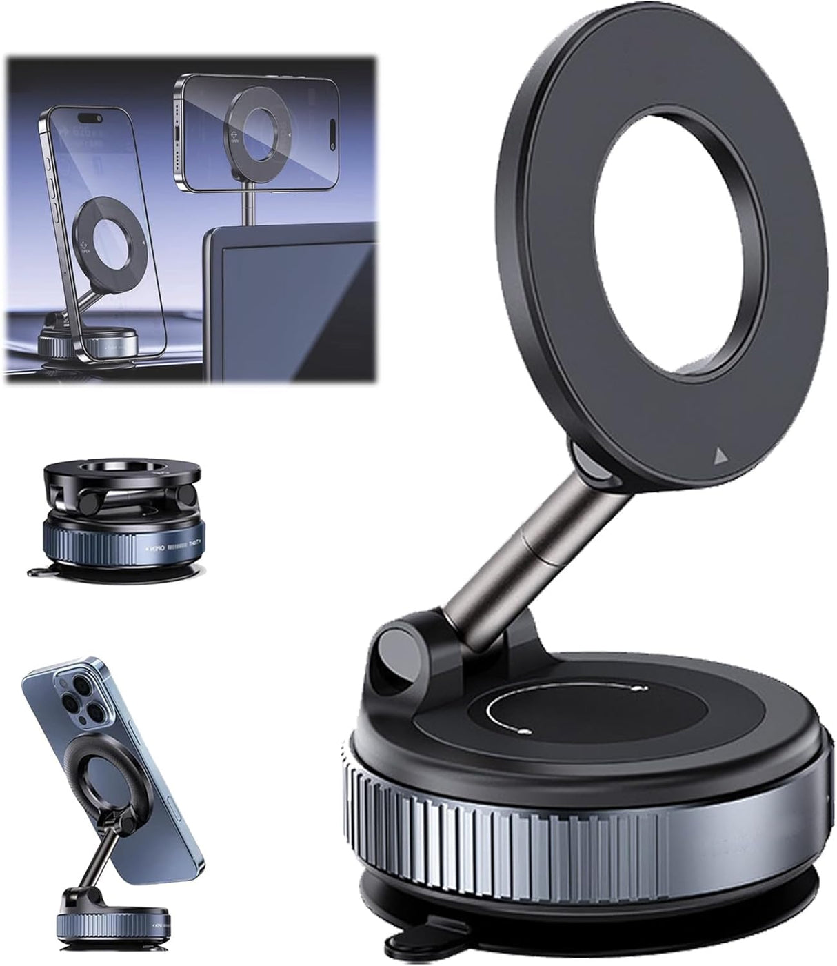 Support Téléphone Magnétique 360° Pliable Shopellox – Fixation Puissante Sans Résidu (Noir)