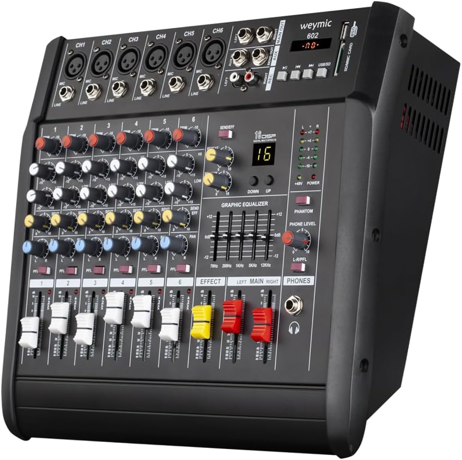 Table de Mixage Professionnelle LGX 6 Canaux avec Amplificateur 300W, Bluetooth et USB