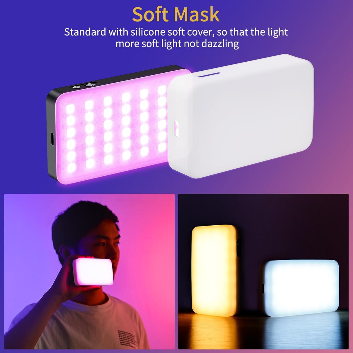 Lumière Vidéo RGB VRIG VL140 – Éclairage LED Portable 360° Pleine Couleur, 20 Effets, 3600mAh, 2500-9000K, CRI≥95 pour Photographie & Vidéo