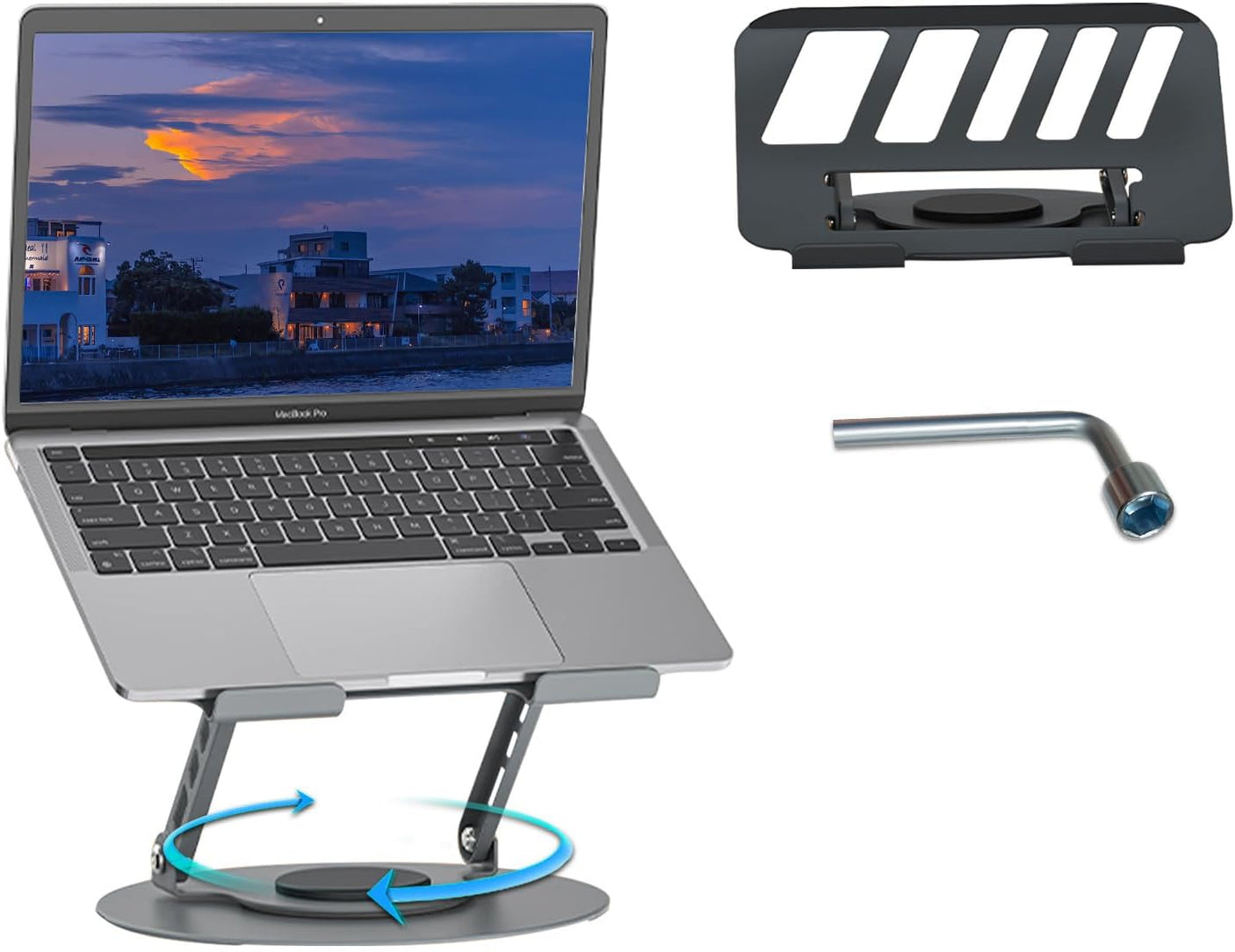 Support Rotatif 360° pour Laptop/iPad 10-17.3" - Ergonomique & Pliable Noir