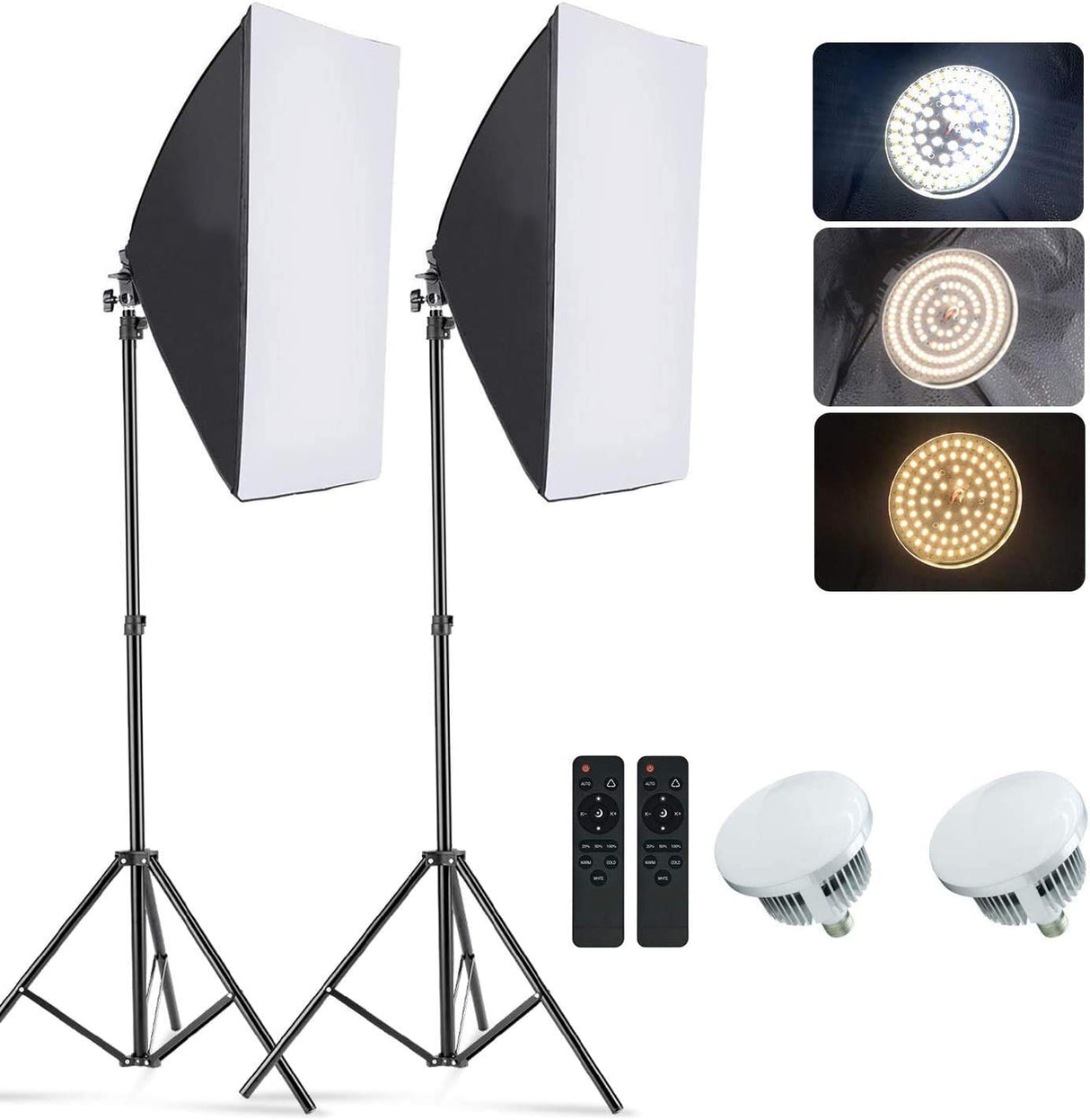 Pack Softbox 70x50 cm avec Lampe LED 85w, Trépied et Télécommande
