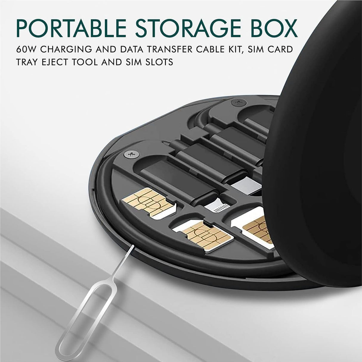 Kit Câble USB 60W Tout-en-Un avec Support & Range SIM