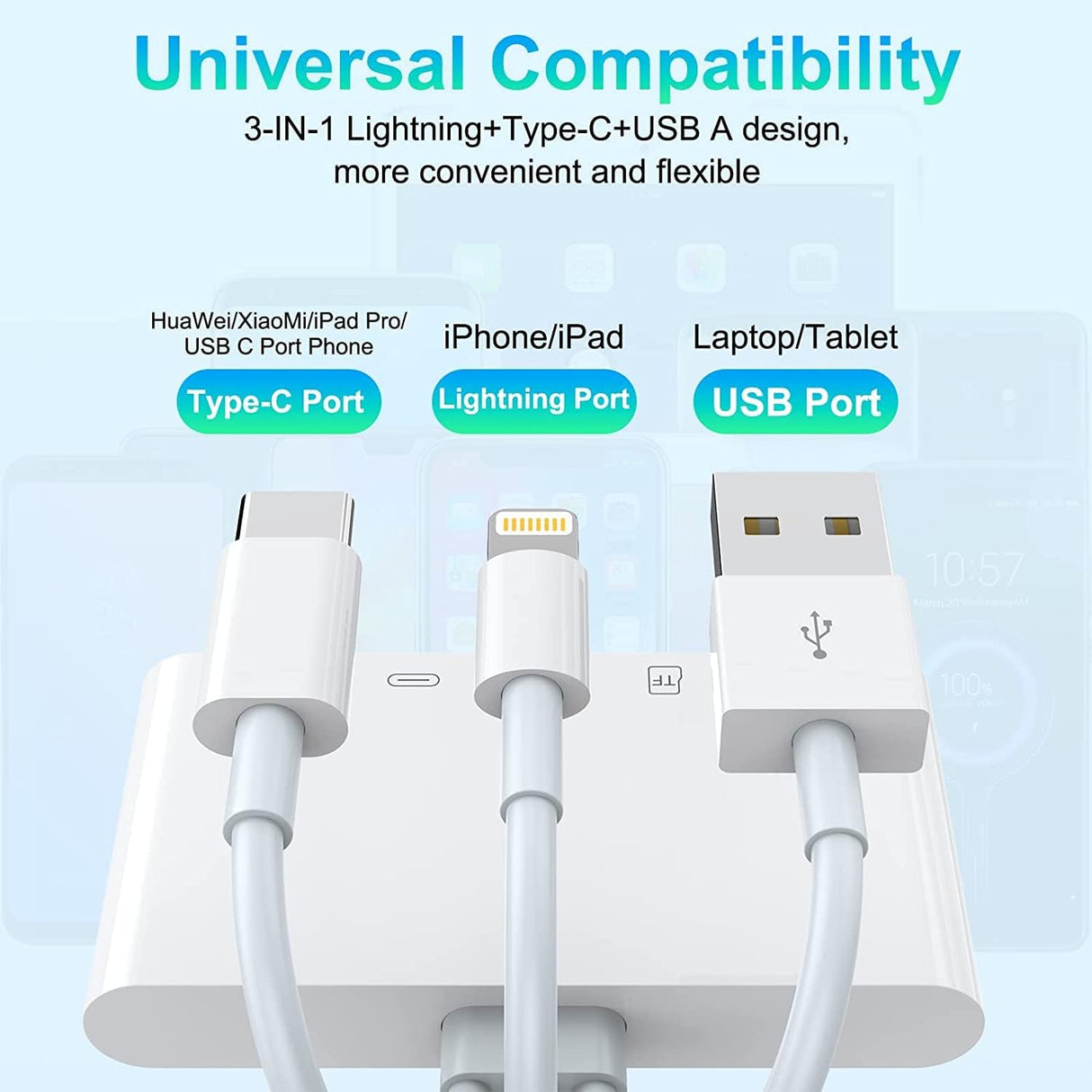 Hub USB 8 en 1 Lightning, USB-C et USB-A avec Lecteur SD