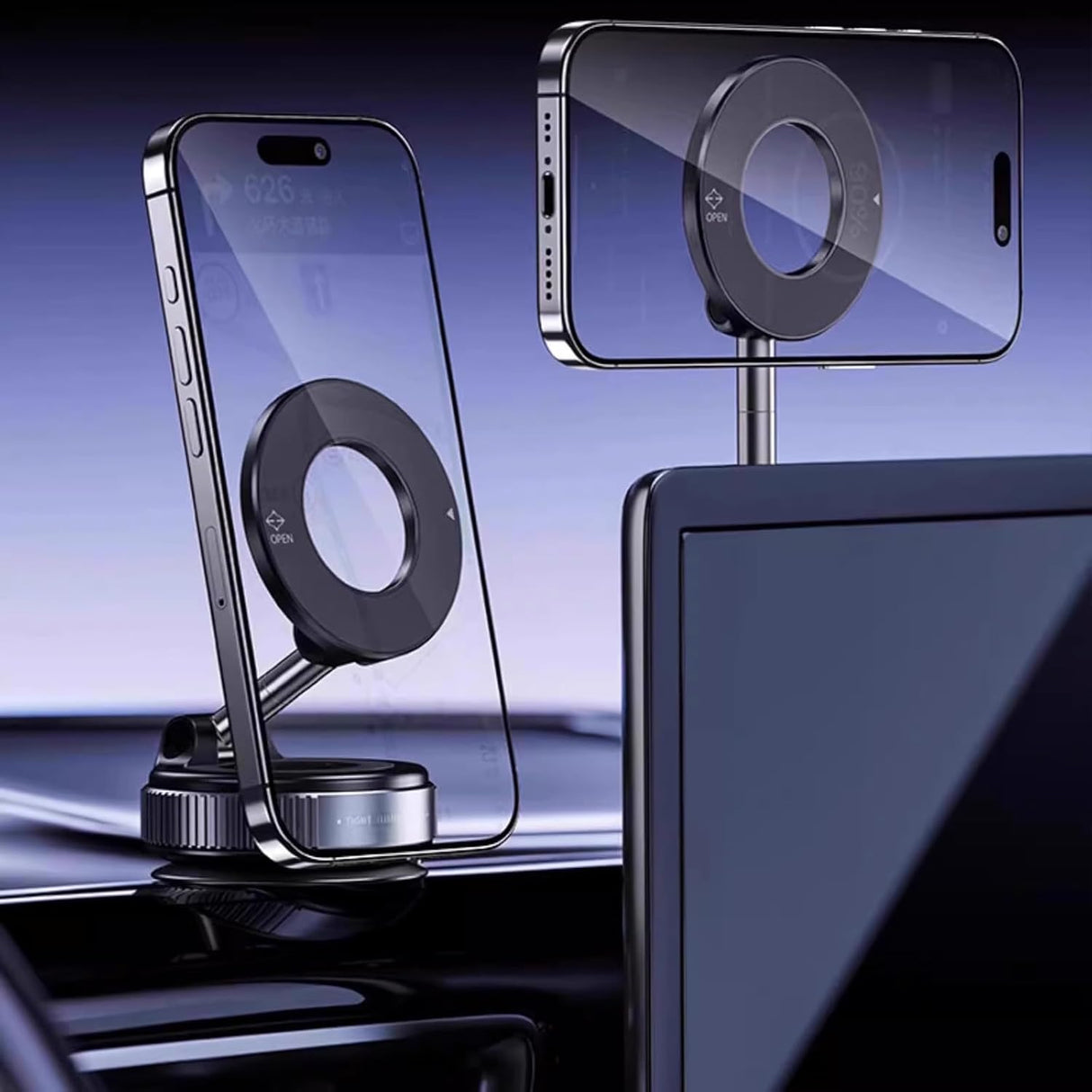 Support Téléphone Magnétique 360° Pliable Shopellox – Fixation Puissante Sans Résidu (Noir)