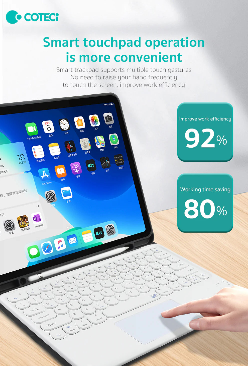 Clavier Bluetooth avec Trackpad pour iPad – Léger, Durable et Ergonomique