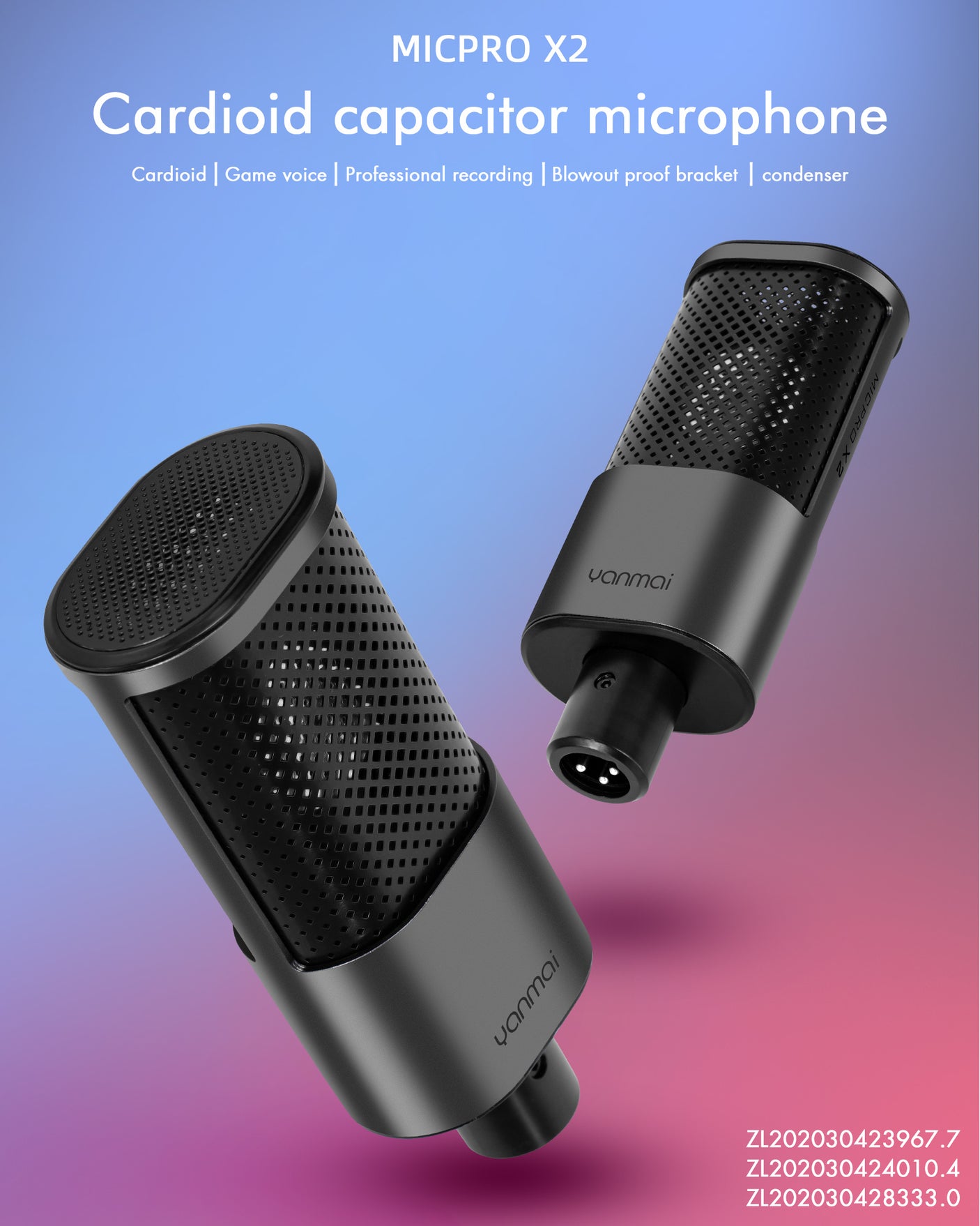 Microphone Studio Yanmai X2 MICPRO Condensateur 3.5mm avec Kit Complet – Noir