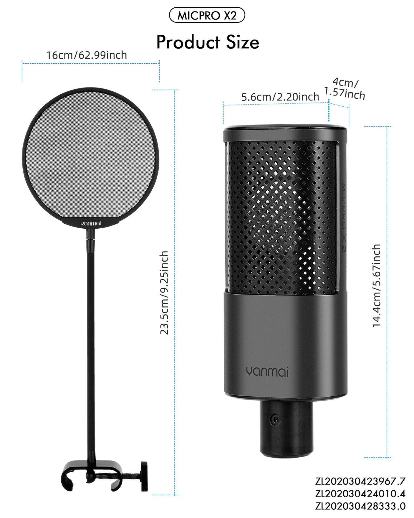 Microphone Studio Yanmai X2 MICPRO Condensateur 3.5mm avec Kit Complet – Noir