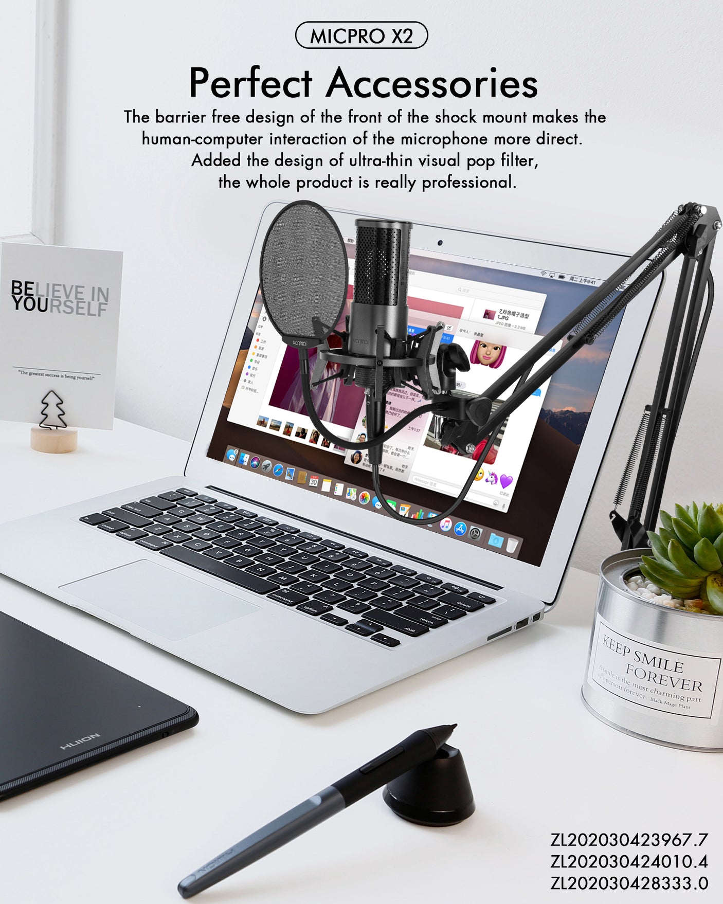 Microphone Studio Yanmai X2 MICPRO Condensateur 3.5mm avec Kit Complet – Noir