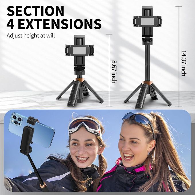 Perche à Selfie 3-en-1 JC-25 avec Trépied, Rotation 360° & Télécommande Bluetooth