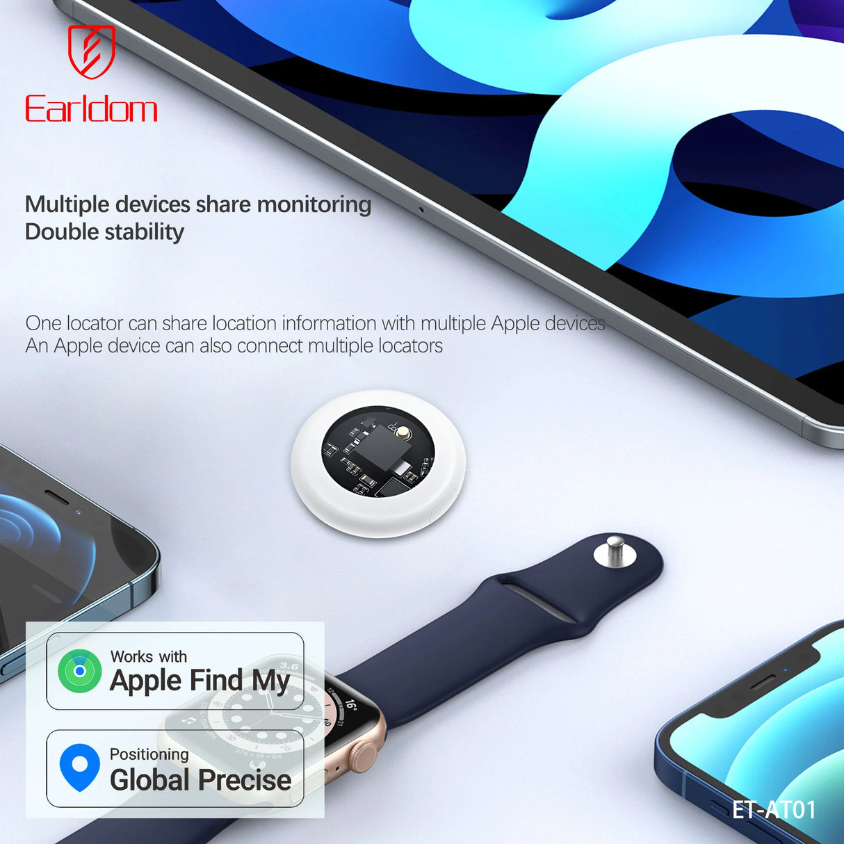 Localisateur intelligent Earldom ET-AT01 compatible Apple Find My