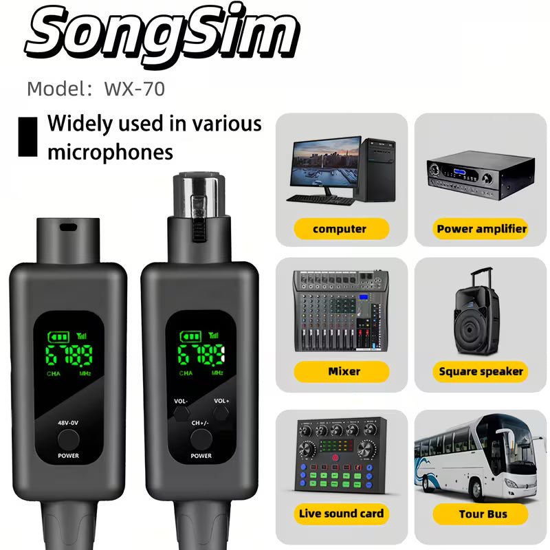 Système Microphone Sans Fil UHF 1 Transmetteur 1/2 Récepteurs