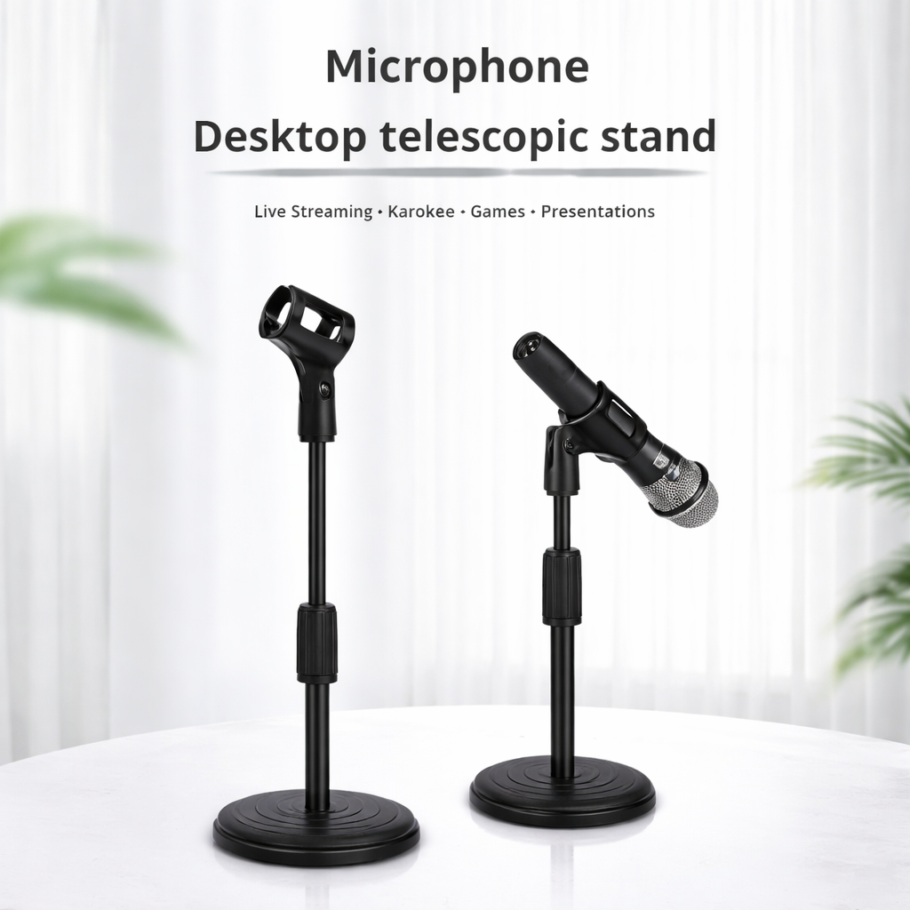 Pied de microphone de bureau réglable en métal