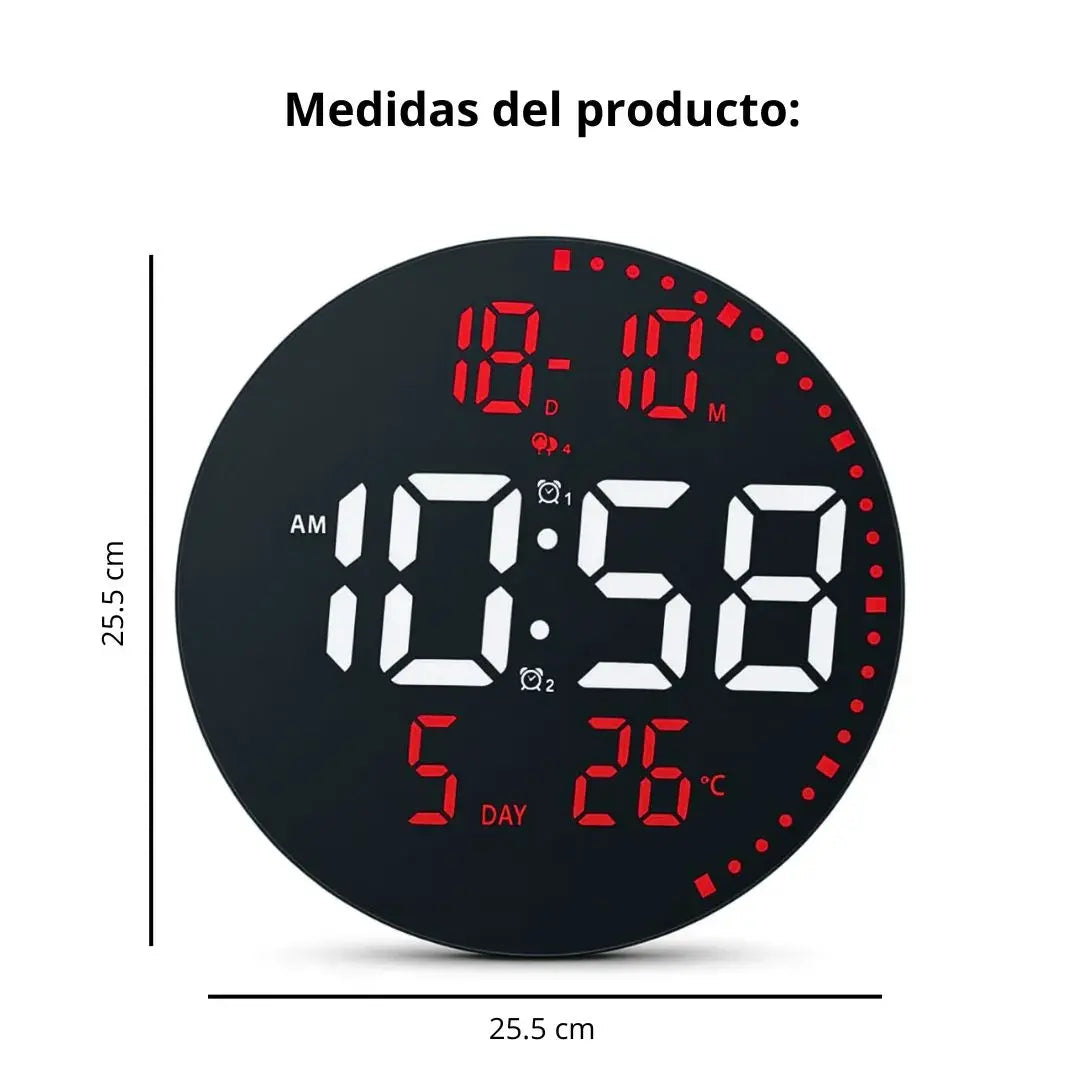 Horloge Digitale LED Ronde JH2560 avec Alarme et Température