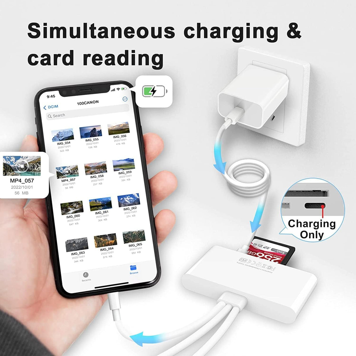 Hub USB 8 en 1 Lightning, USB-C et USB-A avec Lecteur SD