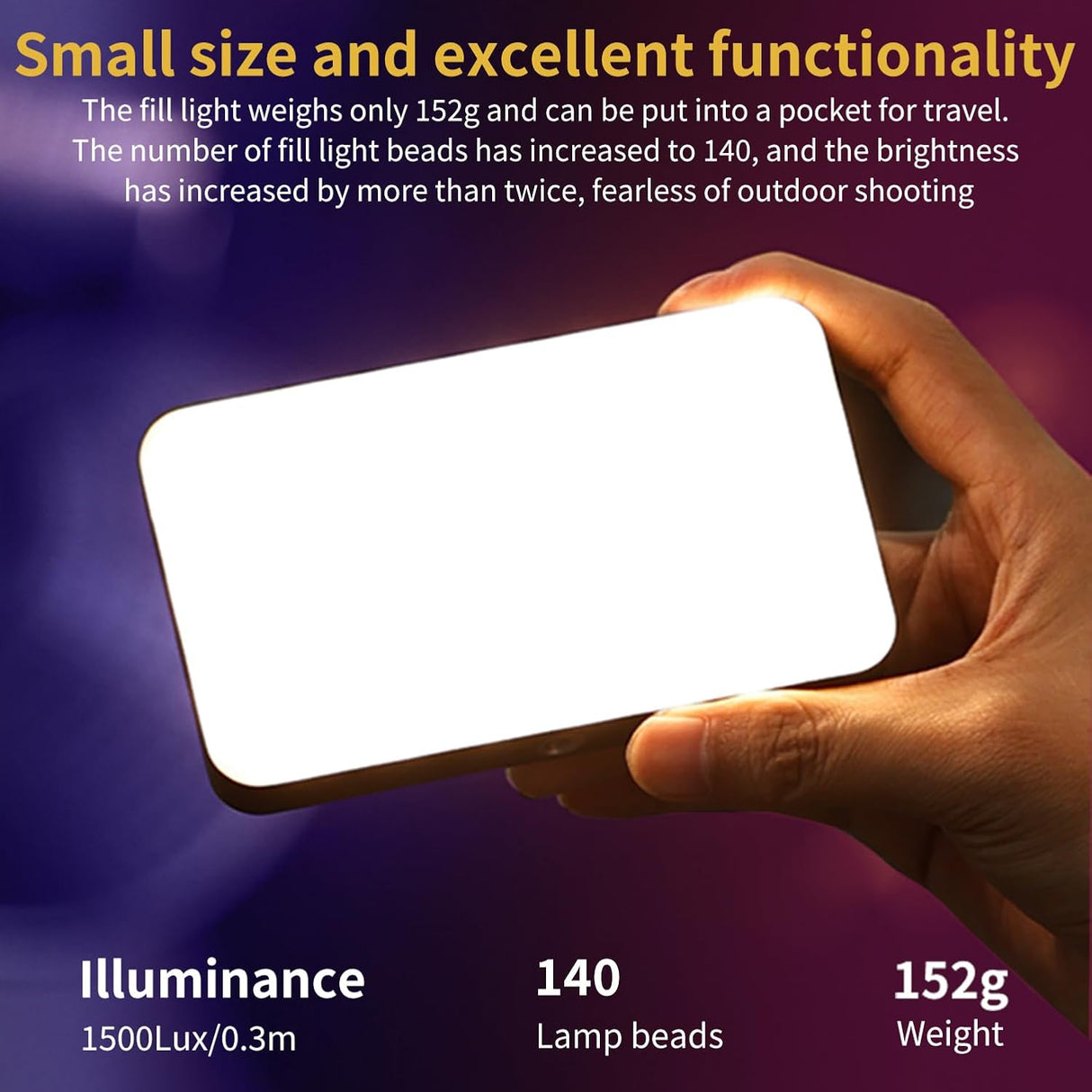 Lumière Vidéo RGB VRIG VL140 – Éclairage LED Portable 360° Pleine Couleur, 20 Effets, 3600mAh, 2500-9000K, CRI≥95 pour Photographie & Vidéo