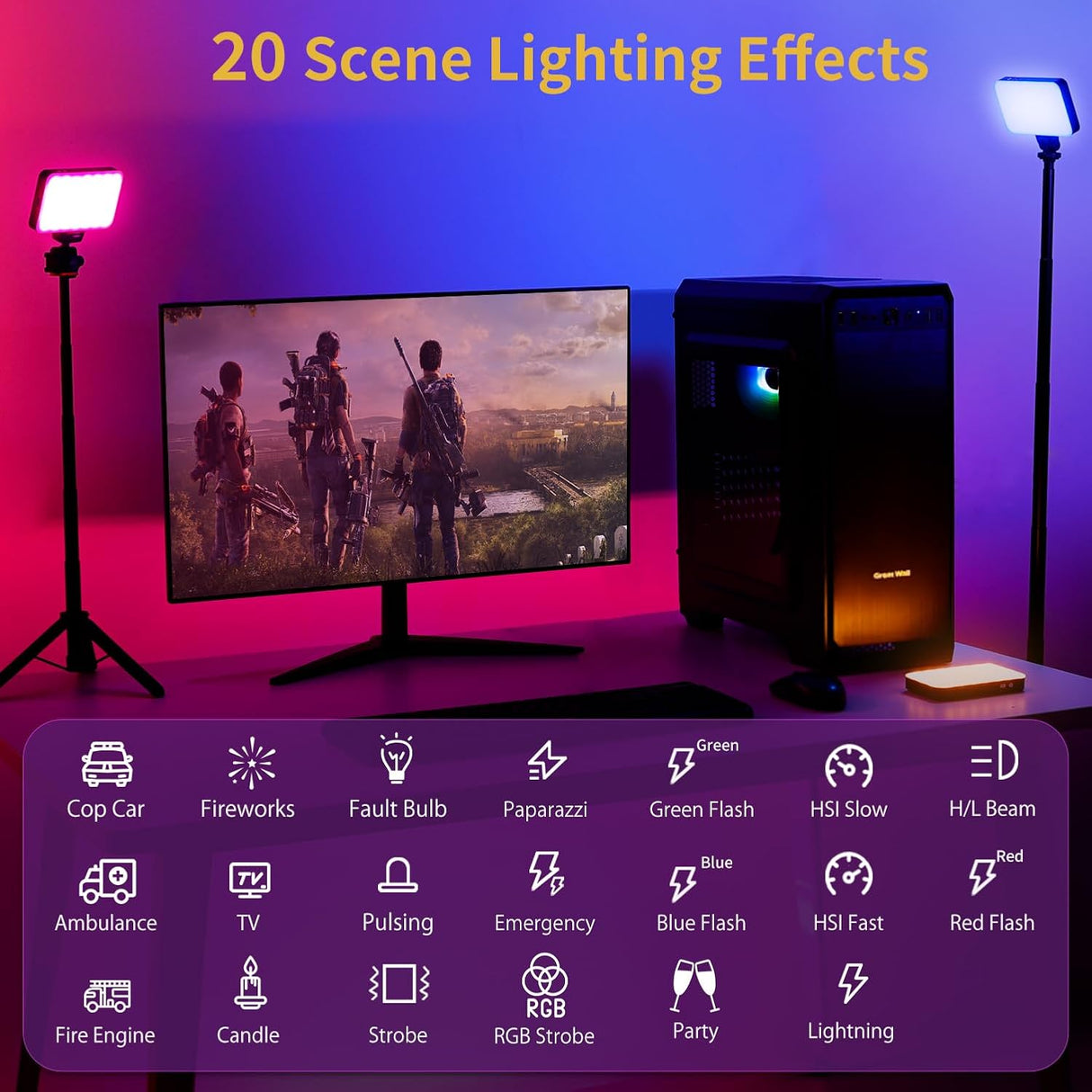 Lumière Vidéo RGB VRIG VL140 – Éclairage LED Portable 360° Pleine Couleur, 20 Effets, 3600mAh, 2500-9000K, CRI≥95 pour Photographie & Vidéo