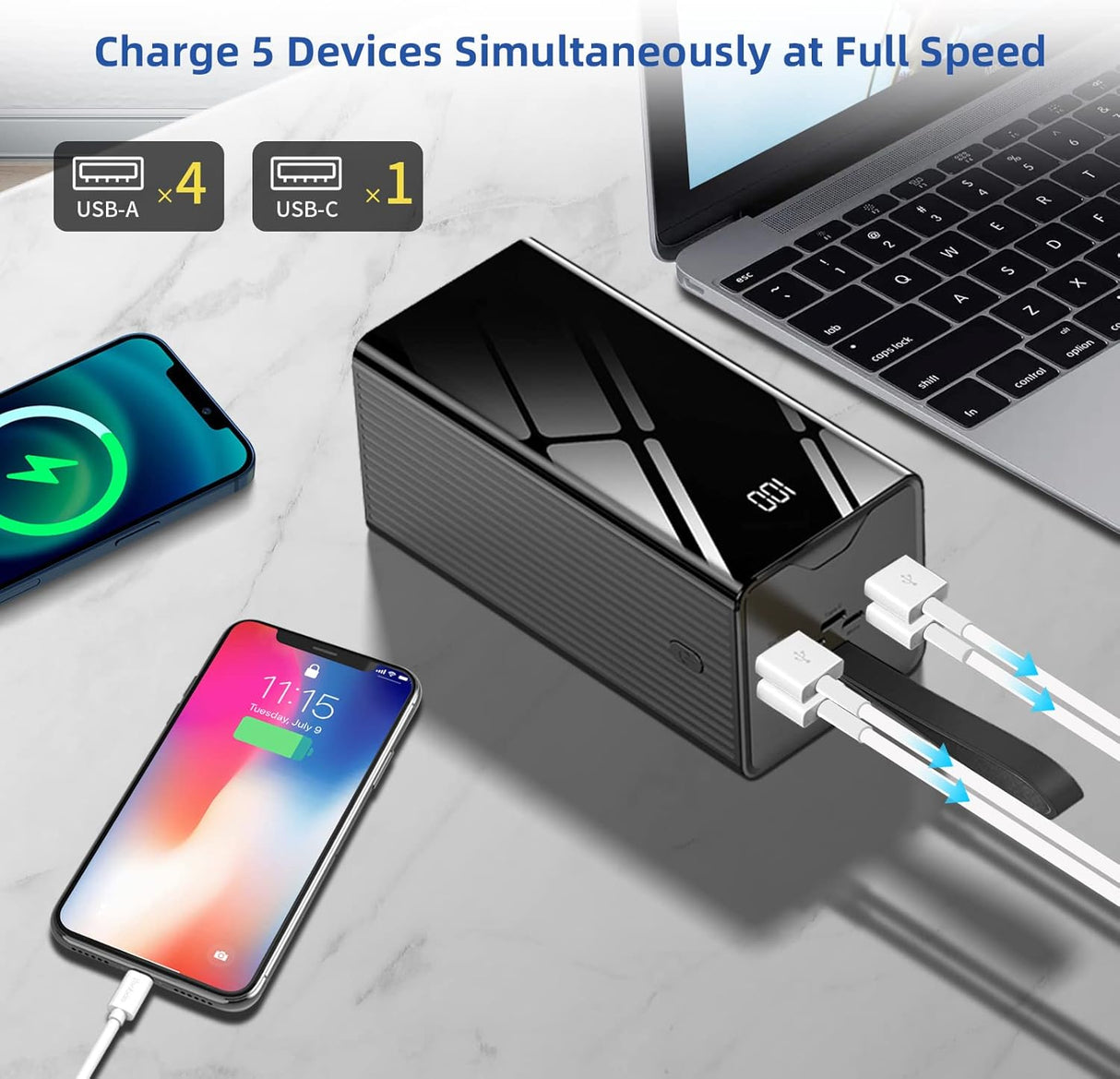 Power Bank 50000 mAh avec Charge Rapide 22.5W - Plustar