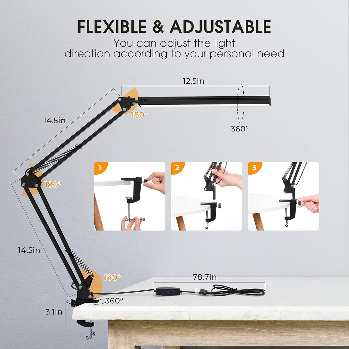 Lampe de Bureau LED – Éclairage Ergonomique et Réglable pour Bureau