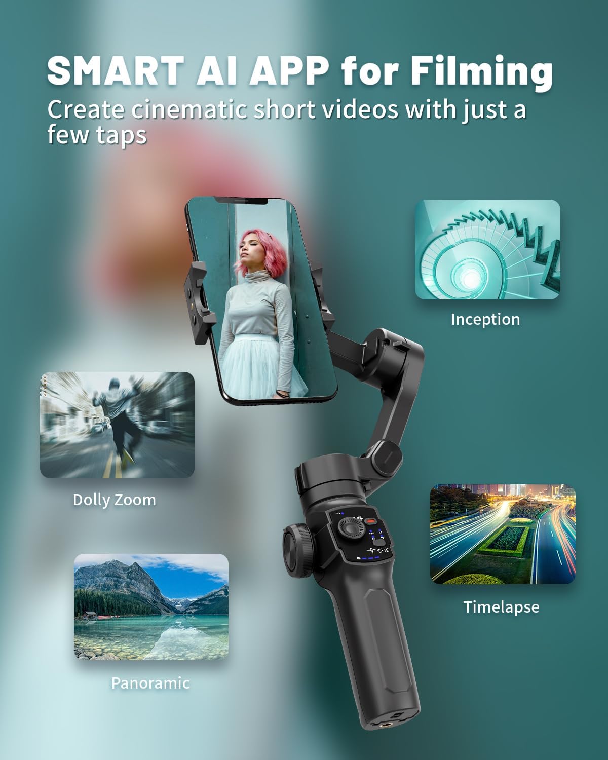 Stabilisateur L9 3 Axes avec Lumière LED et Suivi Automatique