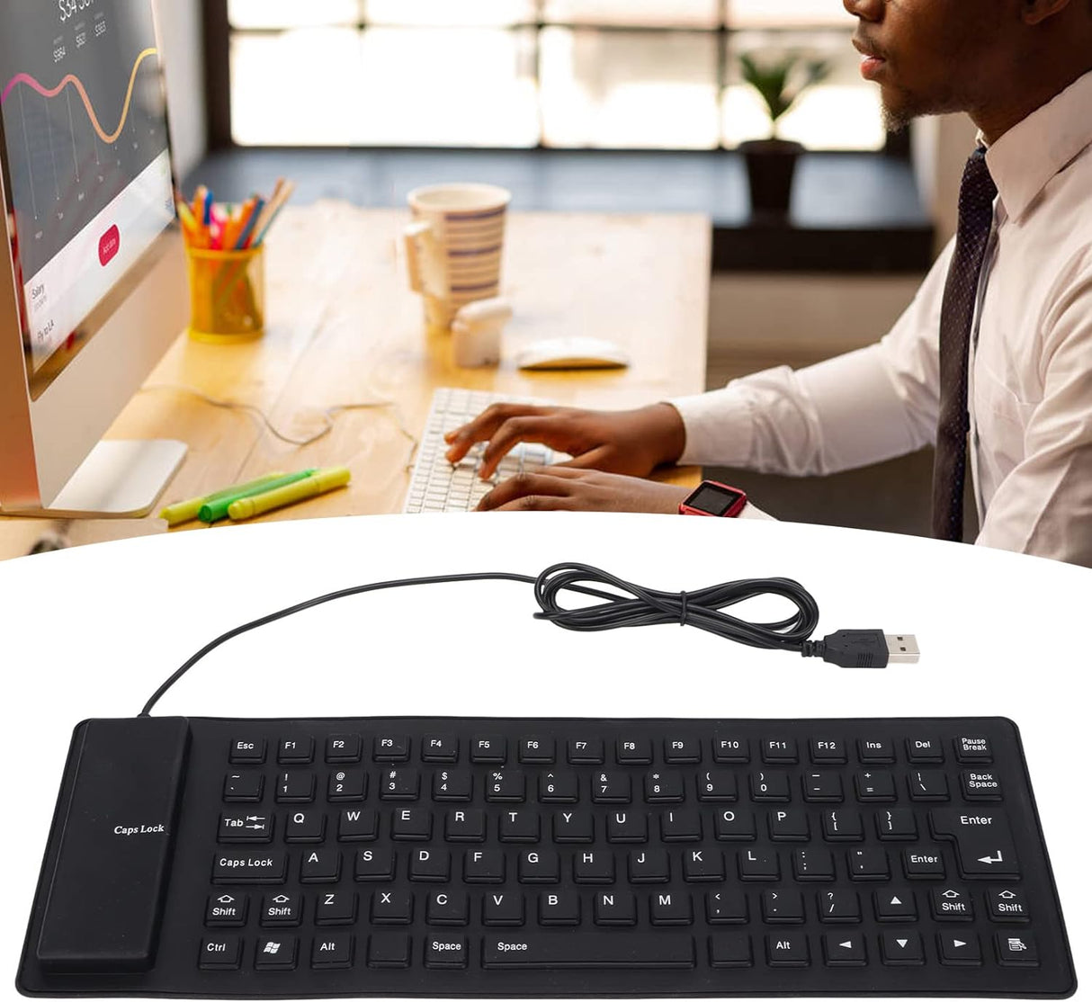 Clavier en Silicone Roll-up, Étanche, Pliable, 85 Touches, Léger et Portable, USB