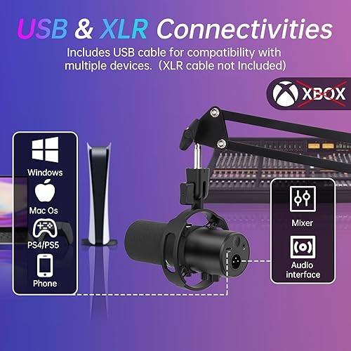 Microphone Dynamique WM8 XLR/USB avec Bras Articulé – Kit Podcast & Streaming