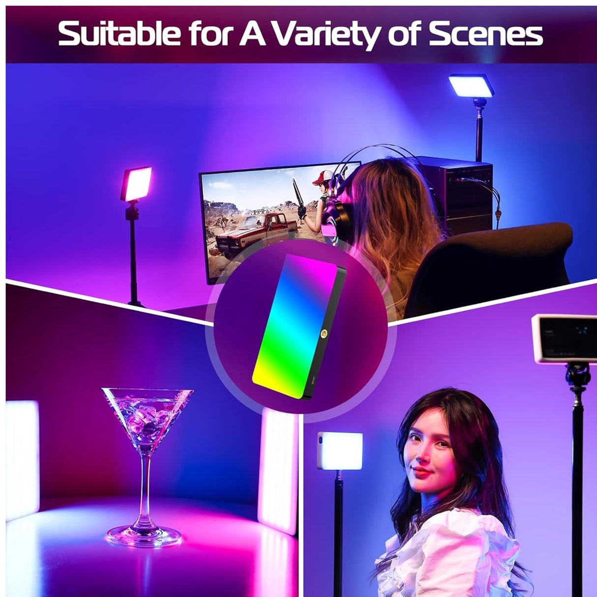 مصباح LED M160 RGB/ثنائي اللون قابل للشحن - 160 ليد