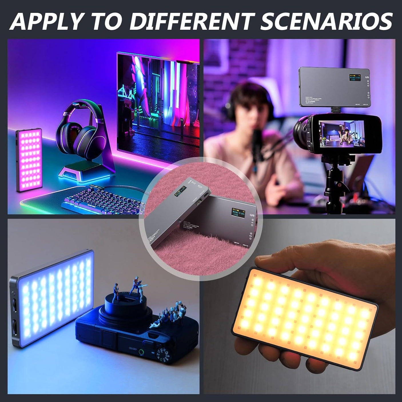 Lumière Vidéo RGB Portable 4000mAh – Éclairage LED Dimmable 2500K-9900K (LR135)