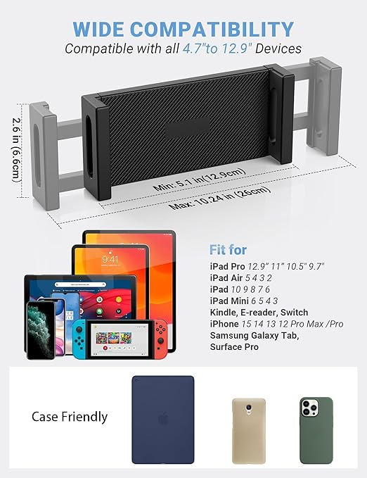 Support de Tablette et Smartphone à Bras Articulé Réglable à Base Large