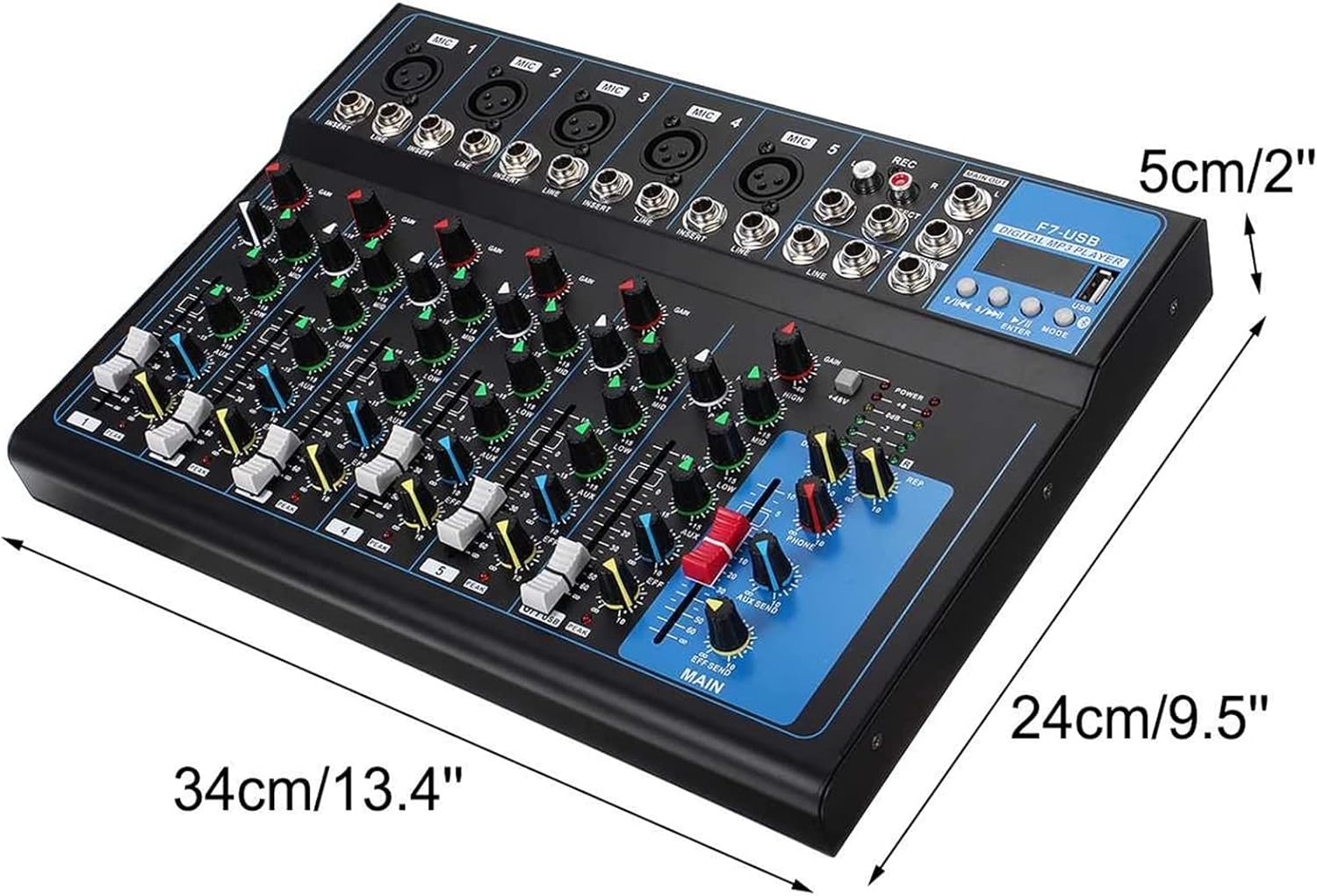 Table de Mixage DJ 7 Canaux Bluetooth avec Effets et USB – Console Audio Pro