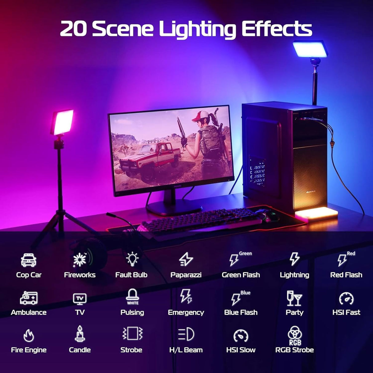 مصباح LED M160 RGB/ثنائي اللون قابل للشحن - 160 ليد