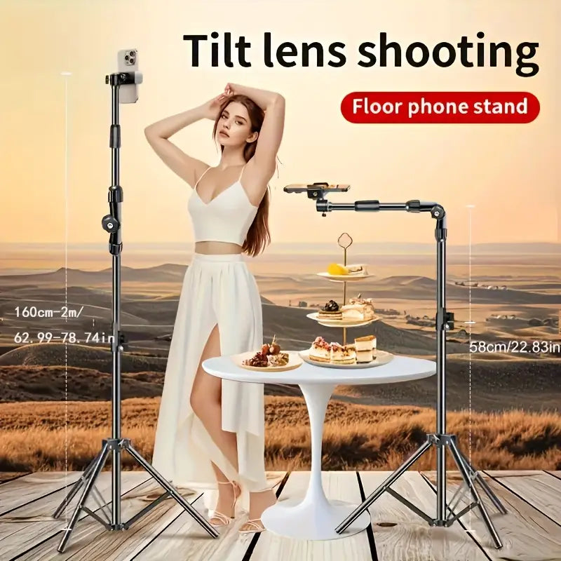 Trépied Métal Réglable 70-200 cm avec Bras Télescopique