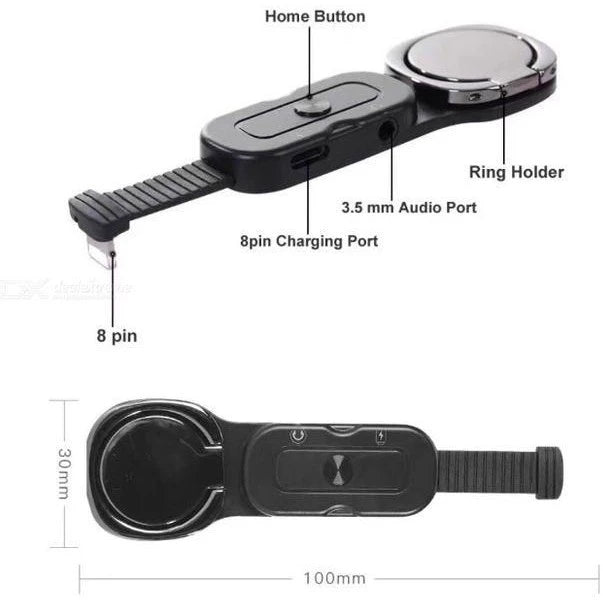 Adaptateur Lightning vers Jack 3.5mm + Charge - JH-35LY avec Support Anneau