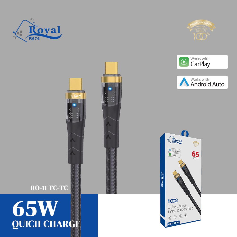 Câble USB Type-C vers Type-C Royal RO-11 65W Quick Charge