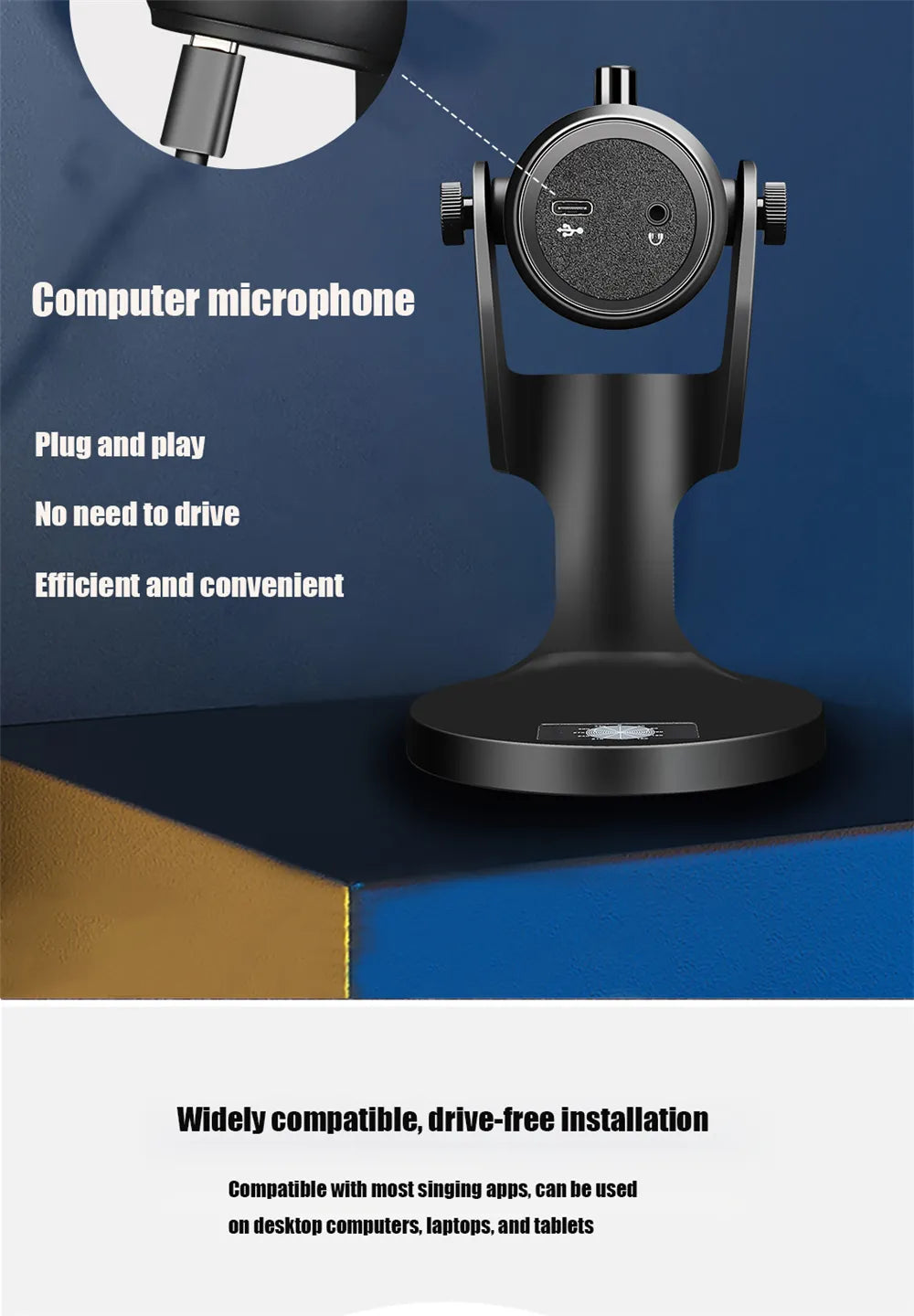 Microphone à condensateur USB Jmary PW9 avec éclairage RGB