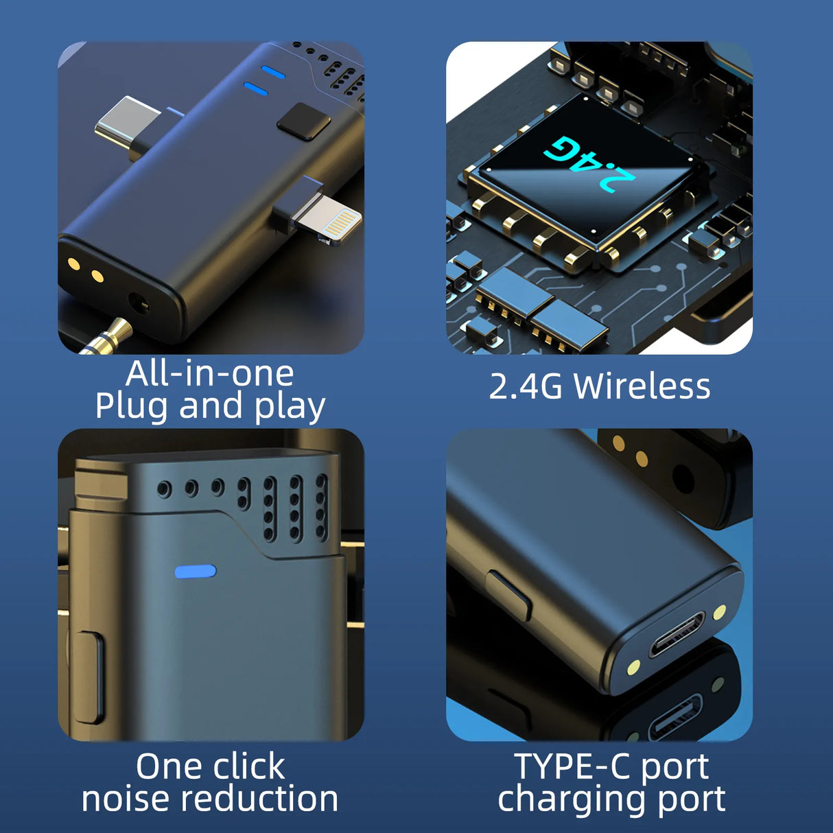 Microphone Sans Fil 2.4G Jmary MW-16 avec Boîtier de Charge – Pour Téléphone et Caméra