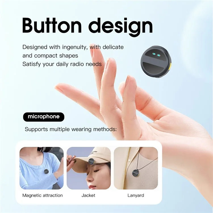 2 Microphones Lavalier Sans Fil Magnétique, Réduction Intelligente du Bruit 2.4G