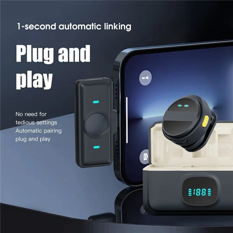 2 Microphones Lavalier Sans Fil Magnétique, Réduction Intelligente du Bruit 2.4G