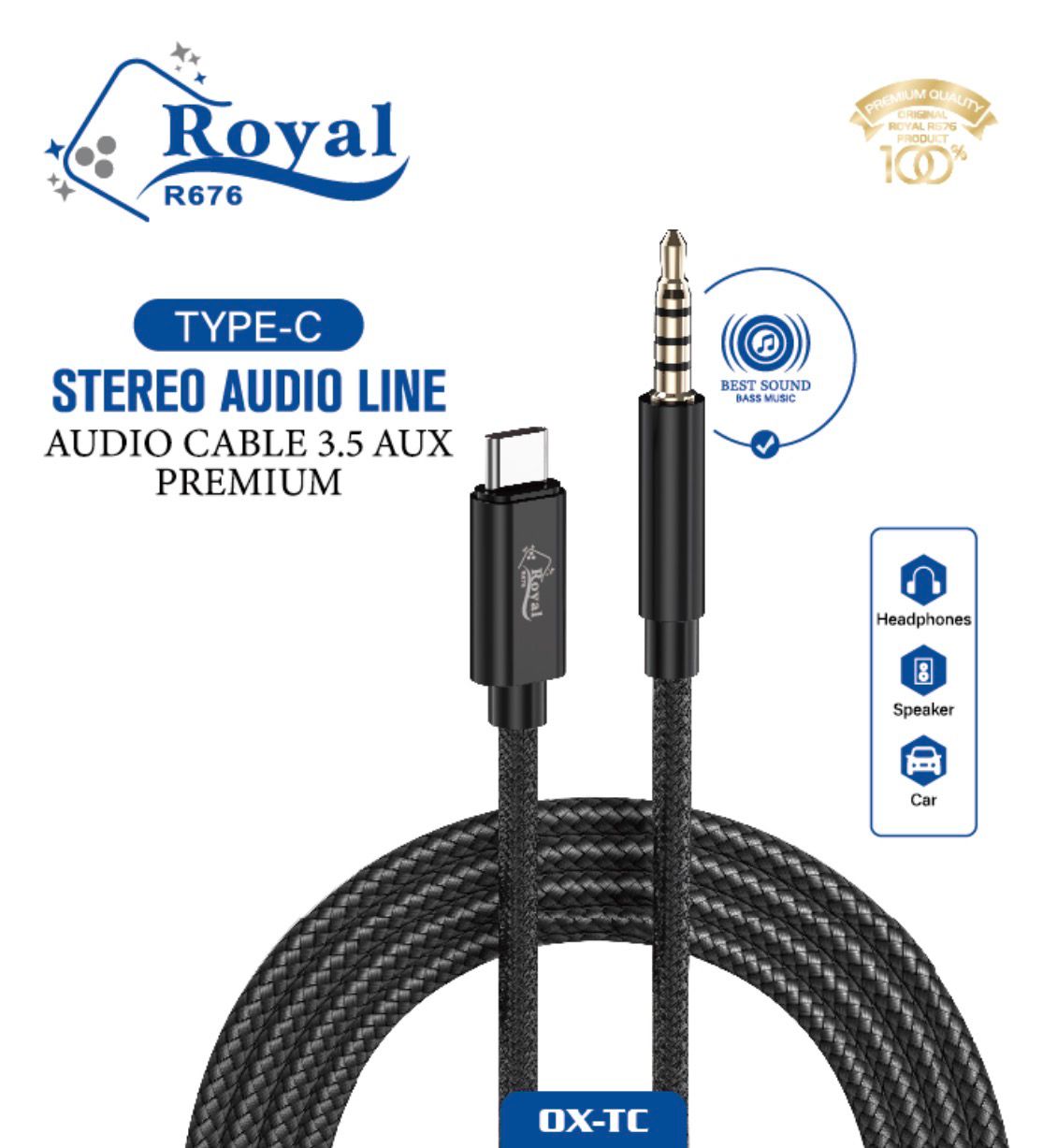 Câble Audio OJOS USB Type-C vers Jack 3,5 mm AUX 1 m