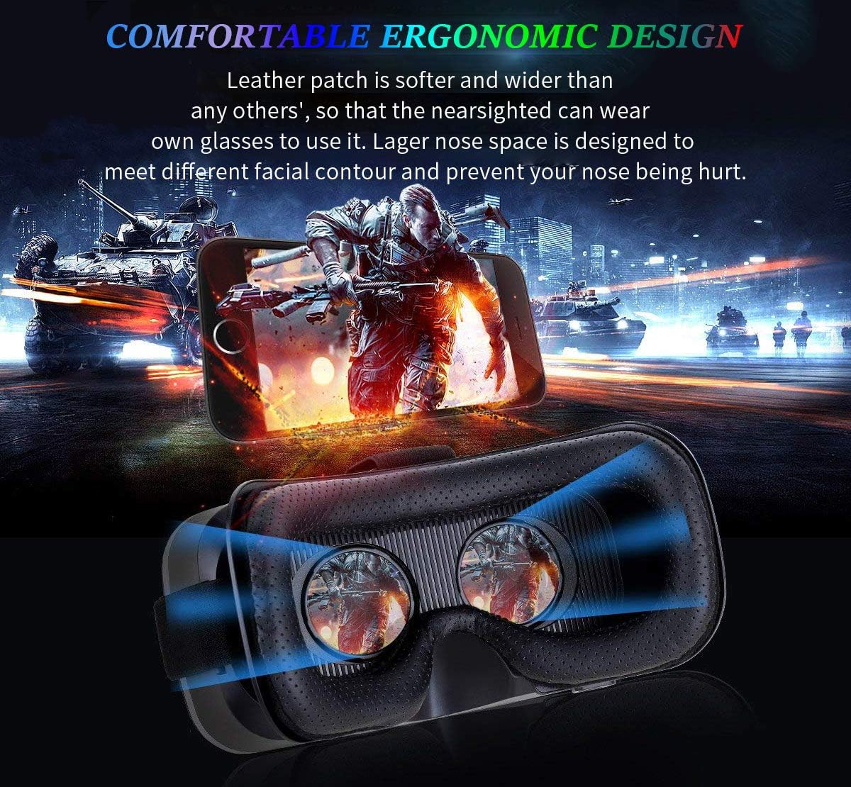 Casque VR SHINECON 3D – Lunettes de Réalité Virtuelle pour Films et Jeux, Compatibles iPhone et Smartphones Android