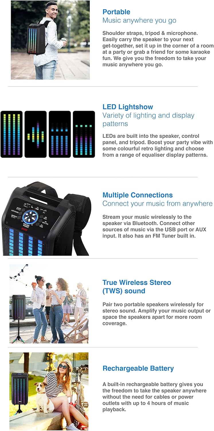 Enceinte Party Laser Bluetooth avec LED et Microphone