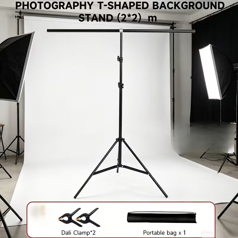 Support de Fond Photo en T Métal 2 × 2 m