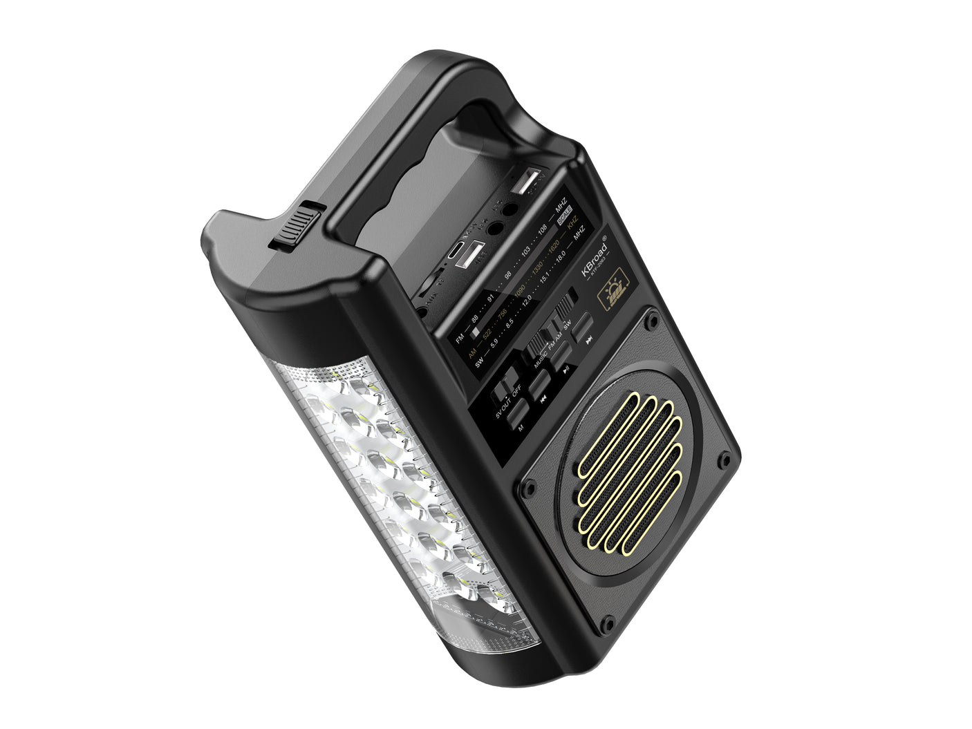 شاحن شمسي متعدد الوظائف مع بطارية، راديو، بلوتوث ومصباح LED - 3000 مللي أمبير