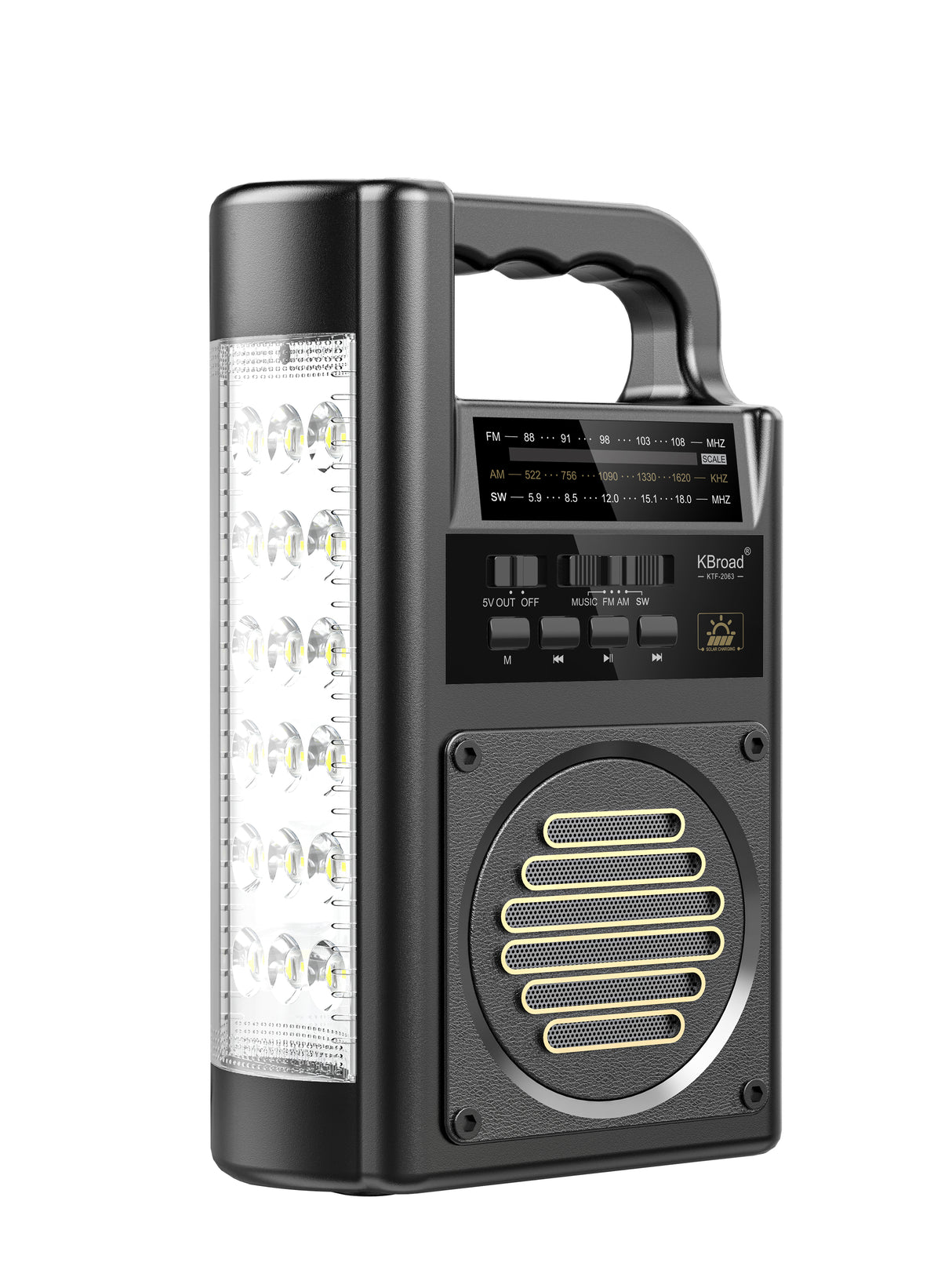 شاحن شمسي متعدد الوظائف مع بطارية، راديو، بلوتوث ومصباح LED - 3000 مللي أمبير