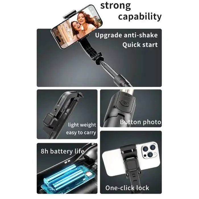 1 AXIS Stabilisateur Téléphone C06 avec Trépied et Perche Selfie 360°