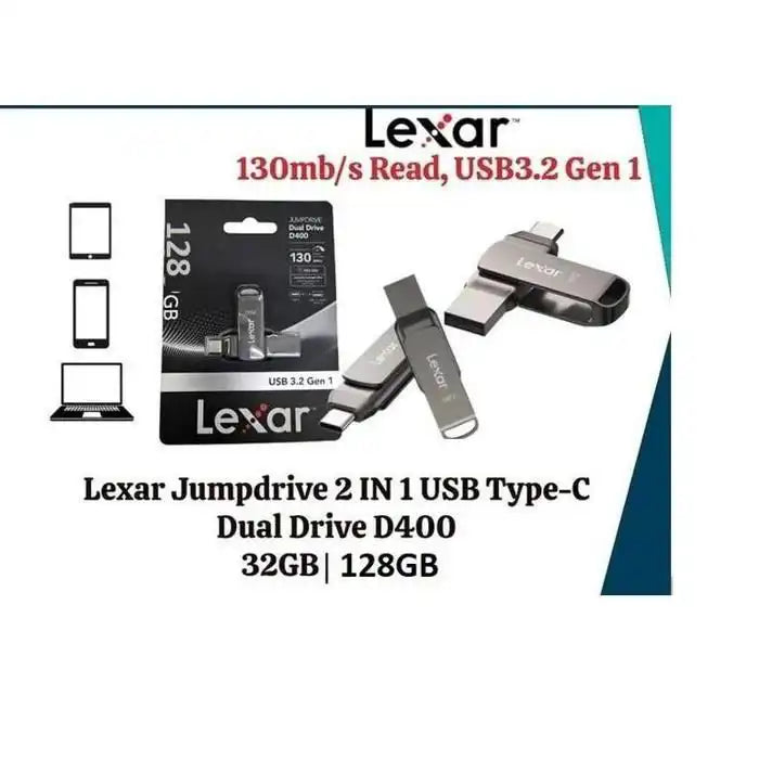 Clé USB Lexar JumpDrive D400 USB-C 3.1 128GB / 256GB 130MB/s